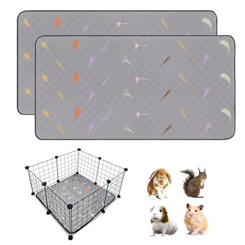 2Pcs Guinea Pig Cage Liners,Guinea Pig Fleece Cage Liners24''X24'' Super Absorbent Washable Pee Pads Reusable for Rabbit Hamster Chinchilla - size: 12 In 2x2(24" x 24") 2Pack