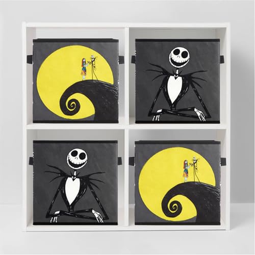 Nightmare Before Christmas Jack and Sally Set of 2 Durable Storage Cubes with Handles, 10"x10"x10" Cubes - color: Nightmare Before Christmas