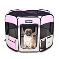 Jespet Soft Dog Playpen, Portable Pet Exercise Pen Kennel with Carry Bag | 2-Door, Easy to Fold, Ground Stakes, Zipper Locks, Large Storage Pocket, Washable Top Mesh Cover & Bottom Cover - color: Pink, style: 36x36x24 Inch (Pack of 1)