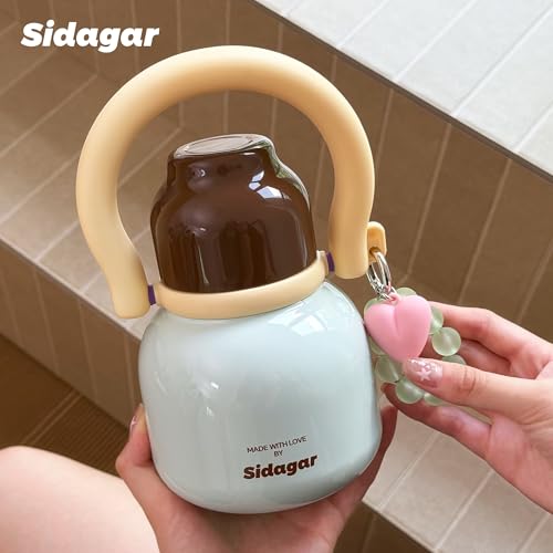 22 oz Leakproof Insulated Water Bottle with Handle Dual Lid Blue | 316L Stainless Steel | Dual Drinking Options | BPA-Free | Steel | Cold 24H & Hot 12H | Wide Mouth Design | Easy Cleaning - color: Sage Green