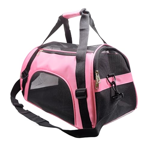 ZaneSun Cat Carrier,Soft-Sided Pet Travel Carrier for Cats,Dogs Puppy Comfort Portable Foldable Pet Bag Airline Approved (Medium-LightPink) - color: Medium-LightPink