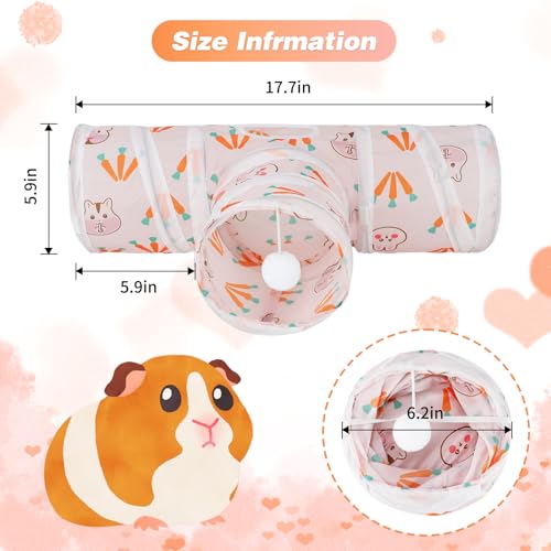 Rypet Guinea Pig Tunnel 3 Way Collapsible Small Pet Tunnels and Tubes with Interactive Ball for Baby Rabbit Ferret Hamster Chinchilla Hedgehog Hiding and Resting-White - color: White