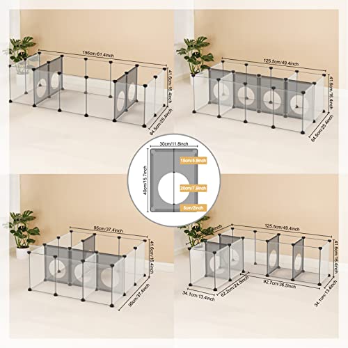 DINMO 18 Panels Bunny Playpen, Game Holes Design, 61.4 x 25.4 x 16.4 inches | Small Animals, Guinea Pigs, Hamsters, Kittens, Ferrets, Hedgehogs, Fun Play Tunnels, DIY, Expandable, Portable Exercise Fence - style: Plastic-18 panels