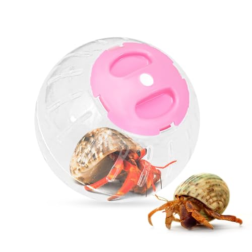 U0U Hermit Crab Running Ball Toy,Small Hermit Crab Accessories,Pink Hermit Crabs Climbing Toys,Suitable for Hermit Crabs and Hamster Rat (Pink)
