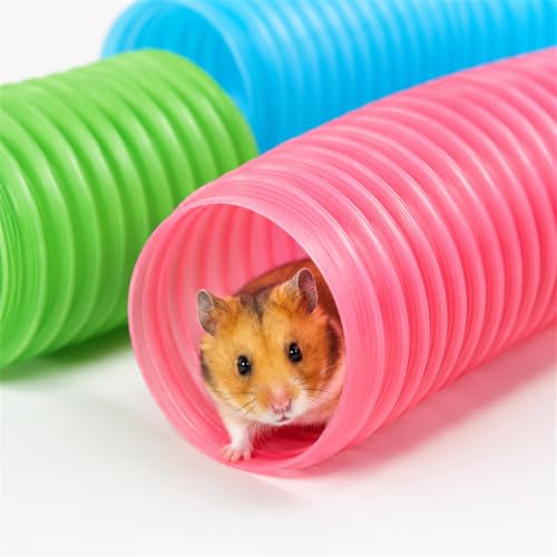 3 Packs Hamster Fun Tunnels, Pet Mouse Plastic Tube, Collapsible Plastic Tunnel, Tube Pet Hideaway, Training Hideout Tunnels for Guinea Pigs, Chinchillas, Rats, Ferrets, Dwarf Rabbits