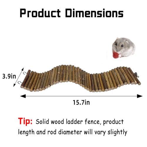 Rat Bendy Long Suspension Bridges 15.7 x 3.9 Inch Gerbil Wooden Ramp Hamster Cage Climbing Ladder Natural Wood Chews Toys for Rodents Mouse Dwarf Hamster - size: 1PCS 15.7x3.9in