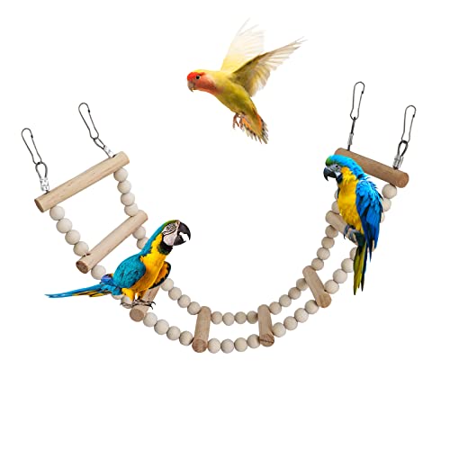 Bird Ladder Bridge, Wooden Pet Hamster Climbing & Swing Toys, Cage Accessories for Birds Rats Parrots Hamster Squirrel Sugar Gliders Parakeets Cockatiels - 8 Steps - 19.3 x 3.14 Inch - size: 8 Steps - 19.3 × 3.14 Inch