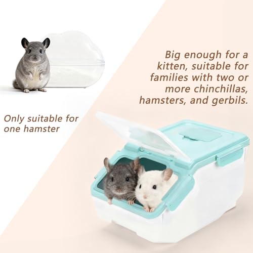 Extra Large Chinchilla Sand Bath Container Kit, Plastic Chinchilla Dust Bath House with Wash and Care Accessories, Dust Bathtub for Hamster Hedgehog Guinea Pig and Other Small Animals - color: Blue
