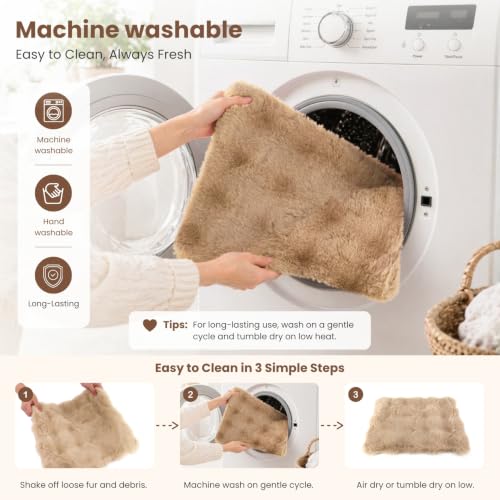 2 Pack Rabbit Mat, Soft Plush Bunny Bedding with Non-Slip Bottom, Washable Fluffy Guinea Pig Cage Liner, Small Pet Sleeping Pads for Hamster, Chinchilla, Khaki - color: Khaki