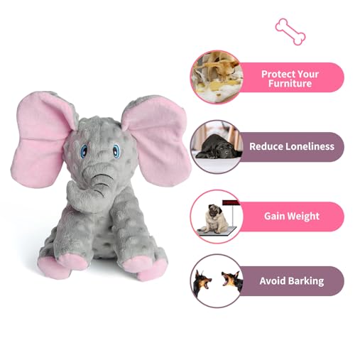 DODODOLA Dog Toys Puppy Toys Cute Squeaky Elephant Dog Toy with Crinkle Paper Stuffed Plush Animal to Keep Them Busy for Small Medium Large Dogs - color: Gray Elephant