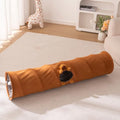 Cat Tunnels for Indoor Cats Straight Foldable Suede Pet Tunnel Toy with a Capybara Plush at the Peek-a-Boo Hole for Kittens Rabbits Puppies, 47.2" L - size: Large Straight Tunnel
