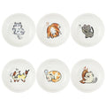 Super Cute Cartoon Animal Ceramic Sauce Dishes, Seasoning Dishes, Little Cat Dog Bird Feeding Bowls, Sushi Soy Dipping Bowls, Appetizer Plates, Dessert Plates, Set of 6-Cats-3.5 Inch