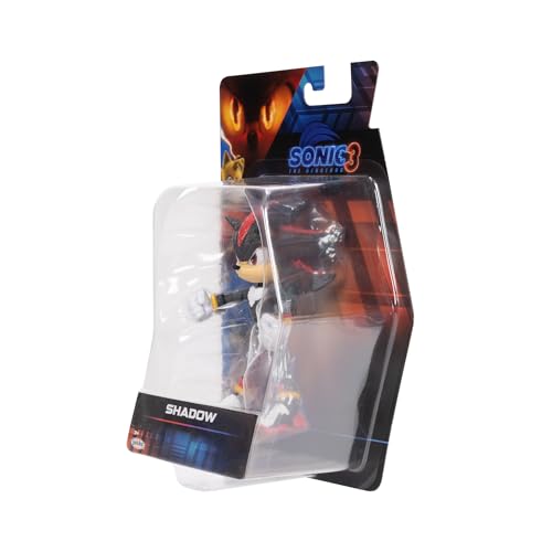 Sonic 3 Movie Action Figures 5-Inch Shadow Collector Toy Figure, Highly Articulated for Boys Girls - Officially Licensed Sonic The Hedgehog 3 Movie Product | Sonic The Hedgehog Movie 5 Inch Action Figure Wave 2 - Shadow (Grin Mouth)