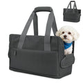Dog Purse Carrier for Small Dogs Under 10 lbs Soft Sided Pad | Adjustable Velcro Side Pad, Extendable Bottom, Safety Leash Clip, Large Storage Pocket, Dark Gray - color: Dark Gray