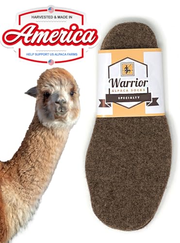 Warrior Alpaca Socks - 100% Alpaca Wool Felted Insoles & Liner Inserts for Shoes & Boots, Men & Women, 1 Pair - Cut to Size - Made in USA (Small) - size: Small