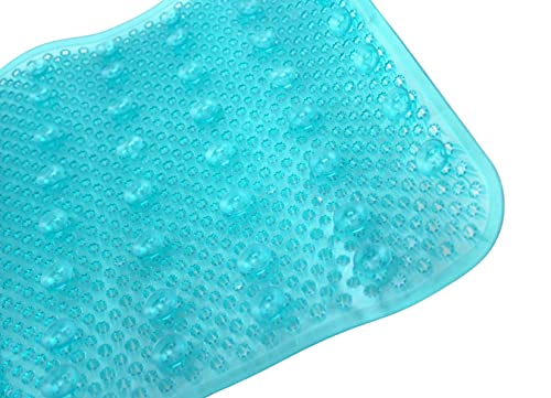 Dependable Industries Inc. Essentials Grass Bathmat Textured Spa Quality Foot Scrubber Bathroom Tub & Bath Mat Anti-Slip 24.5" x 13.5" Turquoise - size: 24.5" x 13.5" (Rectangular)