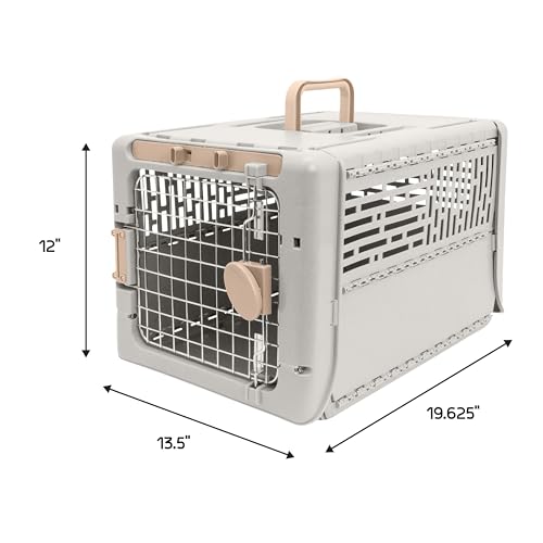 SportPet Designs Collapsible X-Small Pet Travel Carrier (Tan), Hard-Sided Kennel for Small Dogs, Puppies, Cats, Kittens, Animals up to 20lbs, Washable Home & Outdoor Pet Crate, 19.6"L x 13.5"W x 12"H - color: 19" X-Small (Tan)