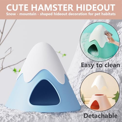 Hamster Hideout, Snowy Mountain Shape Hamster Hide House,Cute Small Animal Habitat Hideaway Hut for Syrian Hamsters, Mice, Gerbils, Rats (Pink) - color: Cute Pink