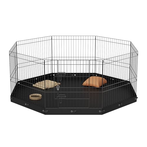 VEVOR Foldable Metal Dog Exercise Pen, Pet Playpen Dog Fence for Camping with Bottom Pad, 24" H 8 Panels, Puppy Crate Kennel Indoor Outdoor for Small & Medium Dogs, Both for Home & Yard Use - size: 8 panels 24*24in, style: Playpen + Bottom Pad