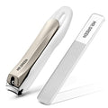 MR.GREEN Nail Clippers Anti Splash Fingernail Cutter Stainless Steel Manicure Tools Nail Scissors Detachable Design Nail Trimmer (L+Nano Glass File) - size: Large with Nano Glass File