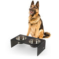 DBL2001J Keaton 7.5" Medium/Large Modern Acrylic Rectangular Elevated Pet Feeder with 54oz 2-Stainless Steel Bowls, Dark Gray/Chrome - color: Dark Gray/Chrome, size: 54 Ounces (7.5" Cups 2-Pack)