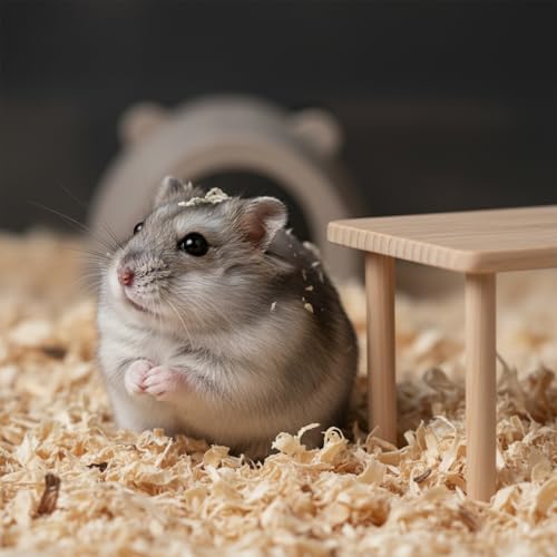 cobee 9.84x4.72x4.72in Hamster Play Wooden Platform, Hamster Cage Platform Hamsters Hideout Decorations Cage Accessories Small Animal Wood Stand for Mice Hamsters Squirrel Small Animal