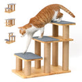 FUKUMARU Dog Stairs, Solid Wood Pet Stairs with Cat Scratching Post | Transformable Cat Step Hold Up to 200 lbs, 20" Pet Ramp for Dogs and Cats to Climb High Bed and Couch, Over 6 Combinations - color: Grey