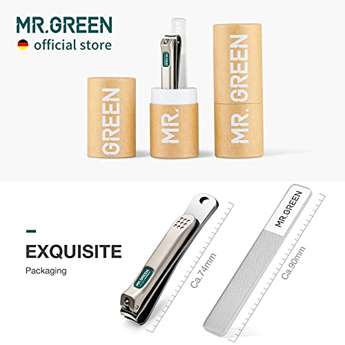 MR.GREEN Nail Clippers Curved Blades Fingernail Cut Nippers Manicure Scissors Stainless Steel Pedicure Tools (Medium+Glass File) - color: Medium+glass File