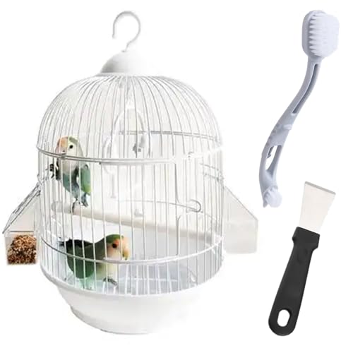 4 Pcs Bird Cage Cleaner with Two Brush Heads Long Handle Tool, Stainless Steel Bird Droppings Cleaning Scraper for Cleaning Bird Parrot Cages Kennels Perches