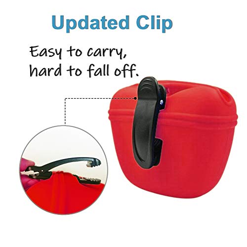 RoyalCare Silicone Dog Treat Pouch-Small Training Bag-Portable Dog Treat Bag for Leash with Magnetic Closure and Waist Clip[US Design Patent] - color: dark red