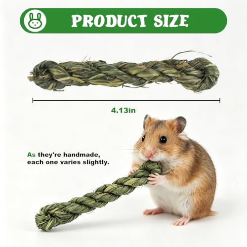 Rabbit Timothy Hay Toy for Bunny Small Animal Treats Natural Grass Stick Chew Toys Snacks Molar Teeth Grinding for Guinea Pigs Chinchillas Hamsters (12pcs)