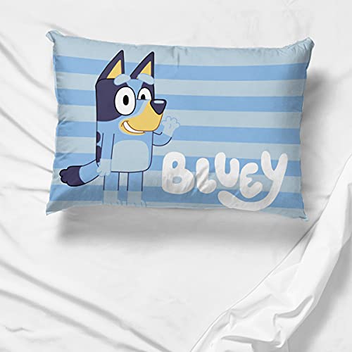 Bluey and Bingo Cartoon Kids Pillowcase Reversible for Kids, Blue | 20 x 30 Inches, Official Product, Soft Microfiber, Double-Sided, Standard Size, Machine Washable, Kids Gift - color: Blue - Bluey
