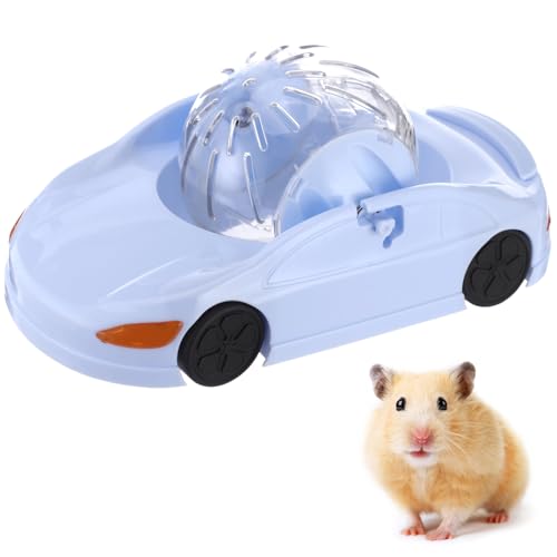 Hamster Exercise Ball Sports Car, Hamster Car with Detachable Transparent Ball, 3 Modes Funny Exercise Wheel, Small Exercise Ball for Dwarf Small Pet (Blue)