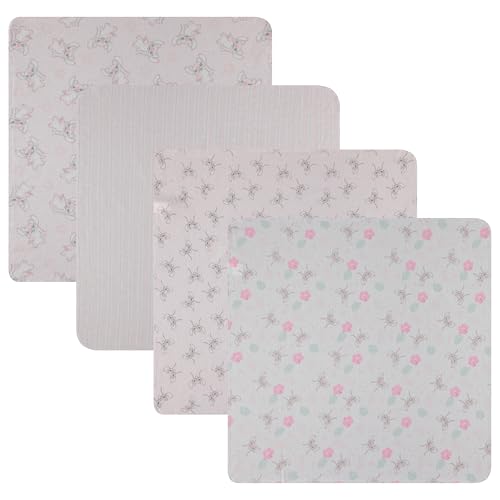 Disney Baby 4-Pack Receiving Blankets — 100% Cotton Flannel, 28" x 28" — Available in Mickey, Minnie, Pooh, Stitch or Angel — Soft Swaddle, Burp & Stroller Blankets — Gift-Ready with Ribbon Bow - color: Angel