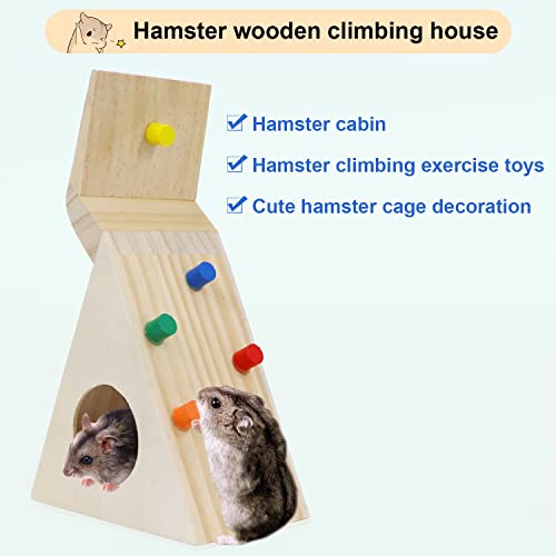 Litewoo Hamster Hut with Climbing Toy Wooden House for Pet Dwarf Hamster Gerbil Rat Small Animal