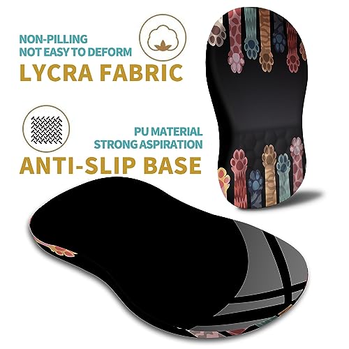 Hokafenle Ergonomic Mouse Pad Wrist Support with Massage Design, Wrist Rest Pain Relief Mousepad with Memory Foam&Non-Slip PU Base, Mouse Pads for Wireless Mouse & Desk (12x8 inch,Paw) - color: HK023-Paw