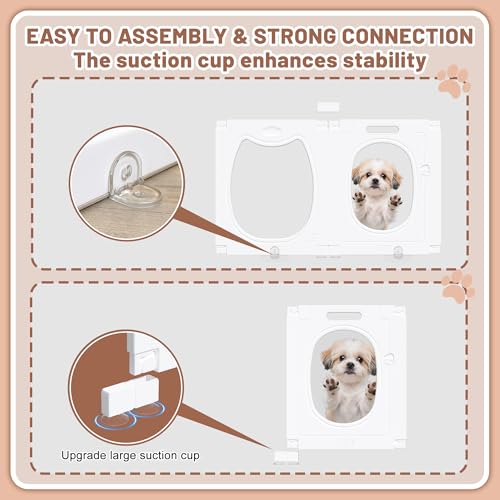 Dog Playpen with Storage Basket, 8 PCS 23.6" H Puppy Playpen | Foldable Cat Playpen Indoors with Door Gate, for Small & Medium Pet, Rabbit, Duck, Chick
