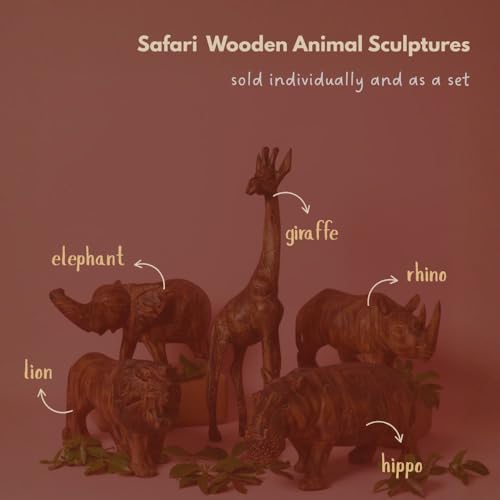 Lion Statue for Decor, Wooden Figurines, 10 Inch Wide - size: Lion