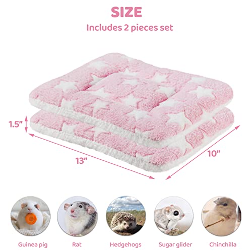 Amakunft 2 Pcs Guinea Pig Bed Mat Washable, Rabbit Winter Bed Pad for Indoor, Warm Small Animal Bed Mattres, Fleece Sleeping Pad for Bunny, Rat, Hedgehog, Sugar Glider, Chinchilla - size: Medium