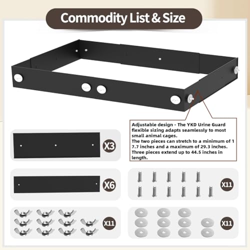 YKD Aluminum Alloy Scatter Guard for Ferret Nation & Critter Nation Cages | Urine Guard Easy Install Poop Guard to Contain Mess, Keep Floor Clean for Chinchillas, Rats (Black, Single Layer Set) - size: Single Layer Set