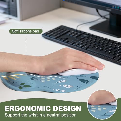 Flowers Mouse Pad with Gel Wrist Support, Smooth Surface Ergonomic Mouse pad, Non-Slip Pain Relief Desk Mat for Gaming, Work & Office Desktop 2 - color: Flowers 2