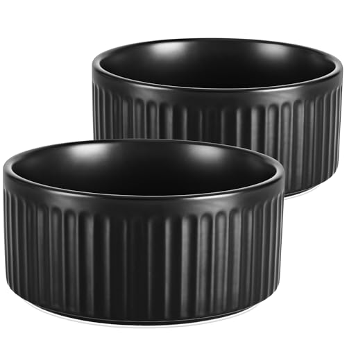 Non-Slip Ceramic Dog Bowls,6" Dog Food and Water Bowl Set with Silicone Base, 32oz/4cups Weighted Flip-Proof Pet Feeding Bowl for Medium Dogs (Medium,Black) - color: Black, size: 4 Cups