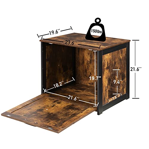 Dwanton Cat Litter Box Furniture Hidden, Cat Litter Box Enclosure, Reversible Entrance Can Be on Left or Right Side, Indoor Cabinet, Wooden Washroom, End Table, Nightstand, Rustic Brown, 23.6" L - color: Rustic Brown, size: 23.6 x 19.7 x 21.7 Inches