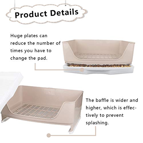 PINVNBY Large Rabbit Litter Box,Plastic Bunny Litter Pan with Drawer,Small Animals Trainer Corner Toilet Box for Adult Guinea Pigs Chinchilla Ferret Hedgehog (Brown) - color: Brown