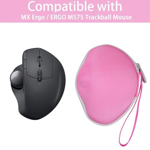 co2CREA Hard Case for Logitech MX Ergo/M575 Wireless Trackball Mouse, Pink | Portable Travel Storage Box, Protective EVA Carrying Bag with Shockproof Foam Cushion and Wrist Strap - color: Pink Case