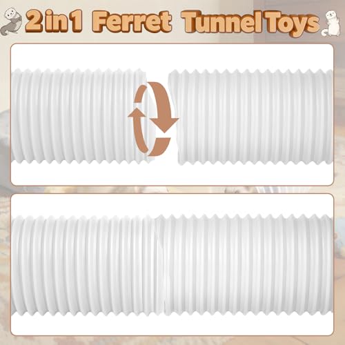 Mity rain 2PCS Ferret Toys with 6 Balls Inclueded | Collapsible Tunnel Tube Accessories for Ferrets, Guinea Pigs, Hamsters, Expandable Interactive Toys Supplies for Small Pets - color: White, size: 2PCS