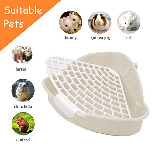 Hamiledyi Triangle Potty Trainer Corner Bunny Toilet Plastic Pet Pan Guinea Pig Litter Bedding Box for Baby Rabbit Guinea Pig Hamster Chinchillas Ferret Small Animals(White) - color: White