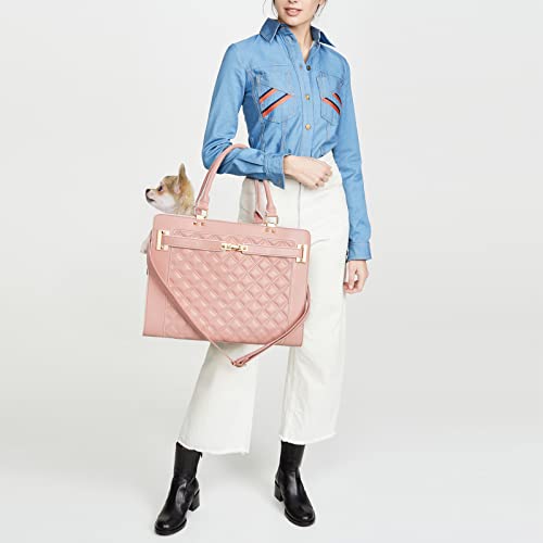 Fashion Pet Carrier Dog Cat Carrier Purse Soft-Sided Leather Handbag Pet Tote Bag for Small Dogs Puppy and Cats TSA Airline Approved - color: Pink