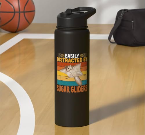 Easily Distracted By Sugar Gliders Cute Sugar Glider Costume Stainless Steel Insulated Water Bottle - color: Black