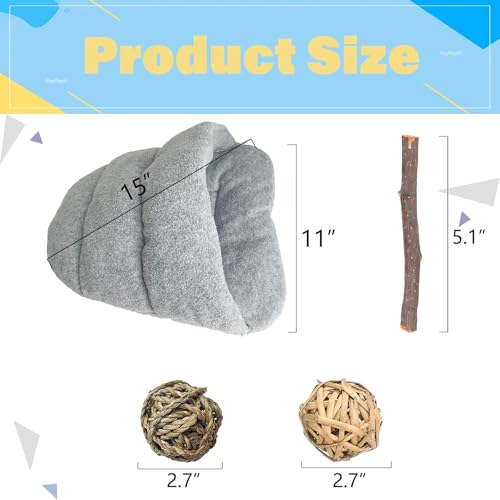 kathson Rabbit Cave Sleeping Bed Guinea Pig Hideout Cozy House Pet Soft Warm Fleece Winter Slipper Cushion Small Animal Nest Cage for Ferrets Squirrel Hamster Chinchilla Rat Hedgehog Bunny - color: Light Gray